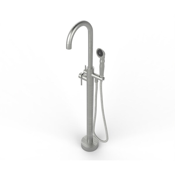 Castello Usa Neptune Freestanding Brushed Nickel Gooseneck Tub Filler Faucet with Breeze Handle CB-F04-BN-J0806 - main